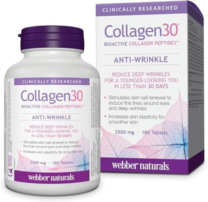 Webber Naturals Collagen30 Bioactive Collagen Peptides 2500 mg 180 Tablets