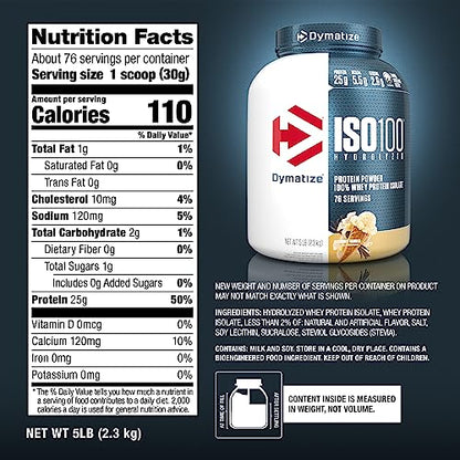 Dymatize ISO 100 Protein Powder with 25g of Hydrolyzed 100% Whey Isolate, Vanilla 5