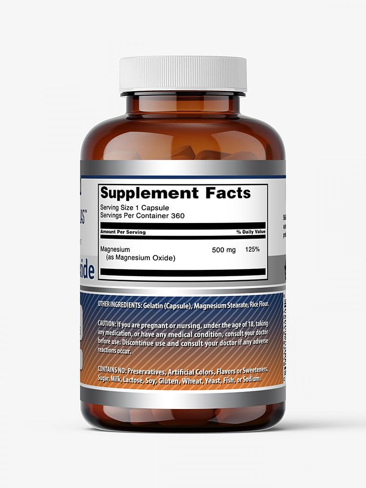 Amazing Formulas Magnesium Oxide Supplement - 500 Mg per Serving - 90 Capsules - Non-GMO - Gluten-Free - Made in USA