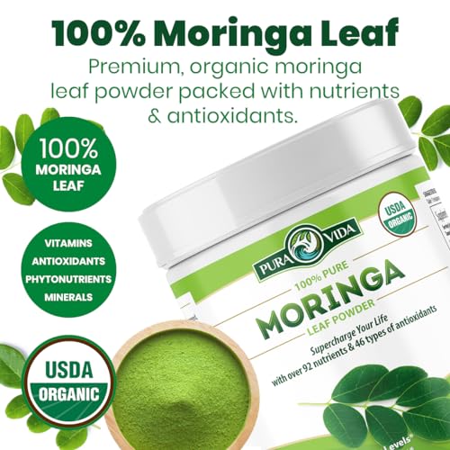 PURA VIDA MORINGA Moringa Powder Organic Single Origin - Premium 100% Leaf Powder