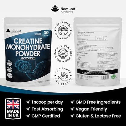 Creatine Monohydrate Powder 100% Pure Micronized Creatine - 150g Increased Absorption