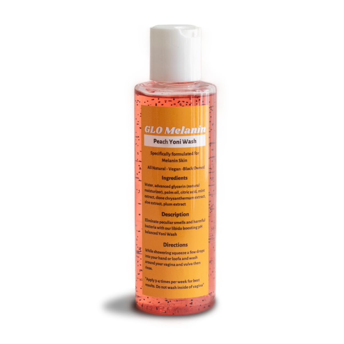 GLO Melanin Peach Yoni Wash with Aloe Vera, All Natural Feminine Wash for Women pH Balance