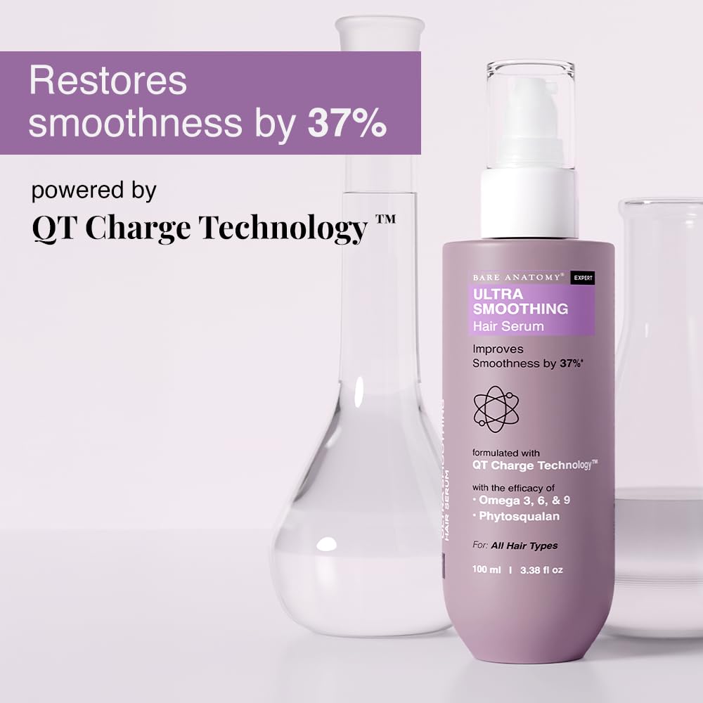 Bare Anatomy Ultra Smoothing Hair Serum Powered By Carbohydrate Complex & Niacinamide - Serum for Smooth & Shiny Hair - For Dry & Frizzy Hair - Women & Men - 100 ml