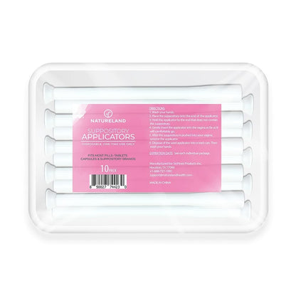 Natureland [40 Count Boric Acid Suppositories 600mg w/ [10 Pack] Vaginal Applicator - Feminine Care
