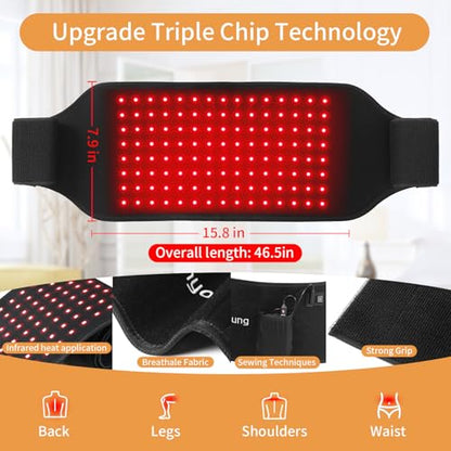 SUNNYOUNG Red Light Therapy Belt, Infrared Light Therapy Wrap Muscle Relaxing Belt with 120 LED Lights