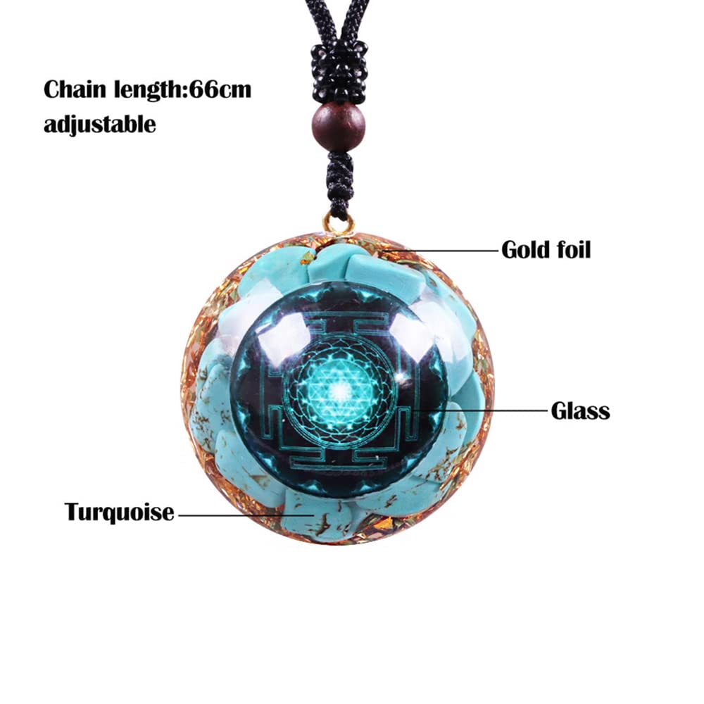 Day Day Up Turquoise Orgonite Pendant Healing Crystal jewelry Orgone Yoga Necklace Reiki Spiritual