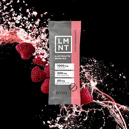 LMNT Zero-Sugar Electrolytes - Raspberry Salt - Hydration Powder Packets - No Dodgy