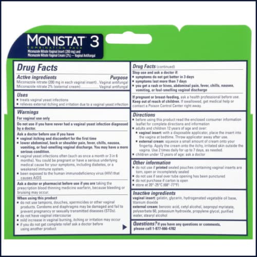 Monistat 3-Day Yeast Infection Treatment - Ovules + Itch Cream