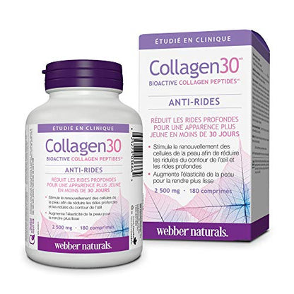 Webber Naturals Collagen30 Bioactive Collagen Peptides 2500 mg 180 Tablets