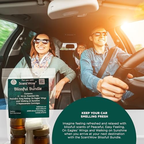 ScentWow Aromatherapy Car Diffuser Refill Essential Oil Bundle with Three Refill Pads and 10ml Bottles