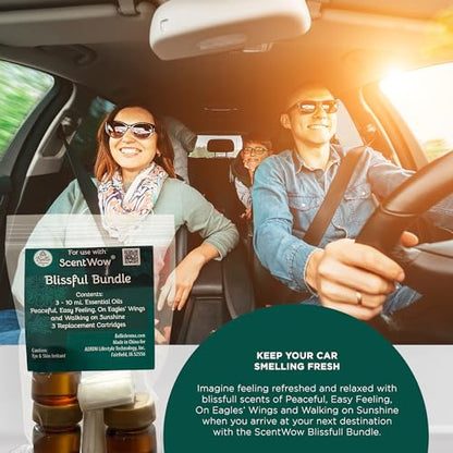 ScentWow Aromatherapy Car Diffuser Refill Essential Oil Bundle with Three Refill Pads and 10ml Bottles