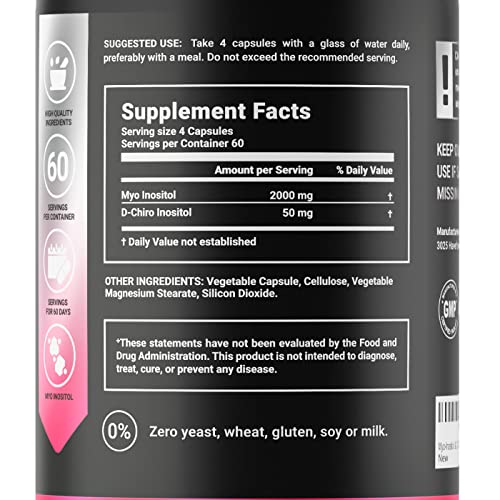 Myo-Inositol & D-Chiro Inositol by B Life - 240 Capsules - Made in USA - 40:1 Ratio