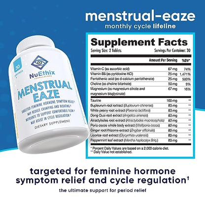 NuEthix Formulations Menstrual Eaze Dietary Supplement, Targeted Feminine Hormone Symptom Relief
