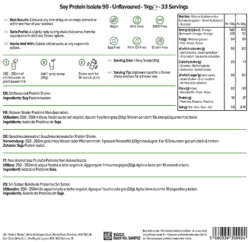 Protein Works Soy Protein 90 (Isolate) Protein Powder - 100% Plant-Based - Low Fat - No Added Sugar
