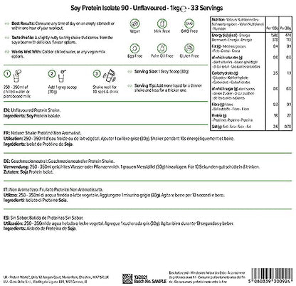 Protein Works Soy Protein 90 (Isolate) Protein Powder - 100% Plant-Based - Low Fat - No Added Sugar