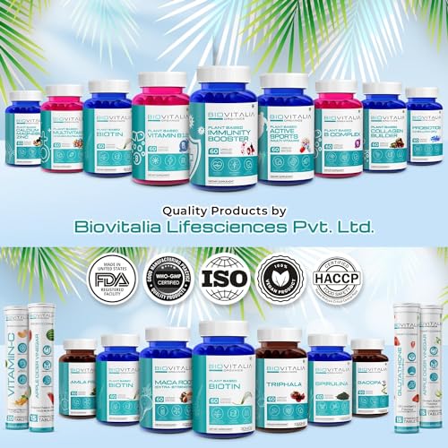 Biovitalia Plant Based Collagen Builder Capsule with Biotin & Vitamin C - Dietary Supplement for Men & Women