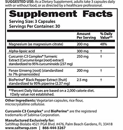SaltWrap Mag 3D - Daytime (Non-Drowsy) Leg Cramp & Muscle Relief Support - Natural