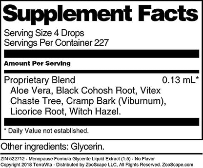 Terravita Menopause Formula Glycerite Liquid Extract (1:5) - No Flavor (1 oz, ZIN: 522712) - 3 Pack