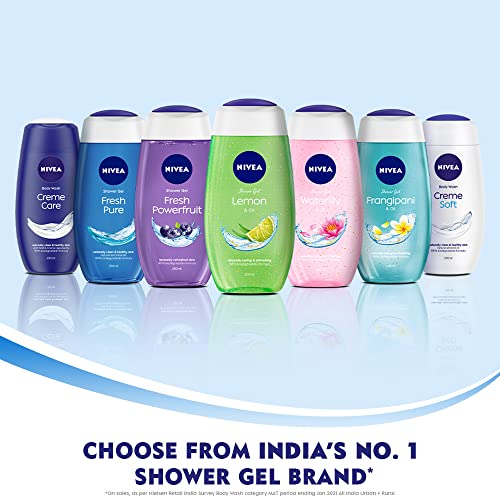Nivea Bath Shower Water Lily Oil, 250 ML, Moisturizing Skin Cleanser with Oil Pearls and Water Lily Fragrance