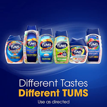 TUMS Antacid Chewable Tablets, Extra Strength for Heartburn Relief, Assorted Fruit