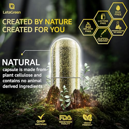 LetaGreen Irish Sea Moss Capsules - 120 Wildcrafted Sea Moss Pills with Black Seed Oil
