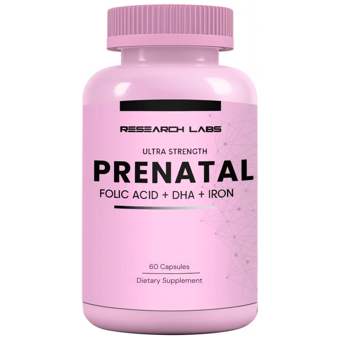 Research Labs Prenatal Vitamins for Women 2 Fer 1 Ad: 6X More Bioavailable Methylated Folate Folic Acid MTHF 5 - Supports Brain Development, Healthy Growth