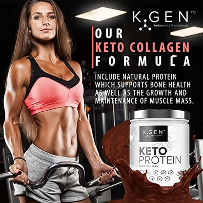 K-GEN Keto Collagen Protein Powder Natural Multi Collagen Chocolate Blend, Coconut MCT Vitamin C+B6