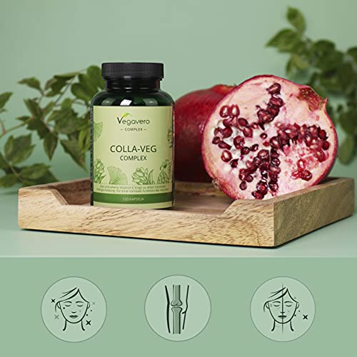 Vegavero Vegan Collagen Supplement - 2000mg - Complex with L-Lysine, L-Proline, Vitamin C (Acerola) & Superfoods Extracts - NO Additives, Lab-Tested - 120 Capsules