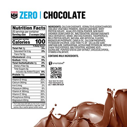 Muscle Milk ZERO, 100 Calorie Protein Powder, Chocolate, 15g Protein, 1.65 Pound