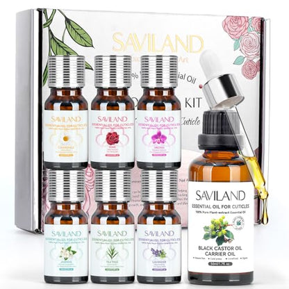 SAVILAND Essential Oils for Cuticle Nails: 100% Pure Natural Essential Oil Tea Tree Lavender Jasmine
