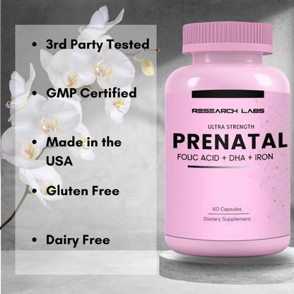 Research Labs Prenatal Vitamins for Women 2 Fer 1 Ad: 6X More Bioavailable Methylated Folate Folic Acid MTHF 5 - Supports Brain Development, Healthy Growth