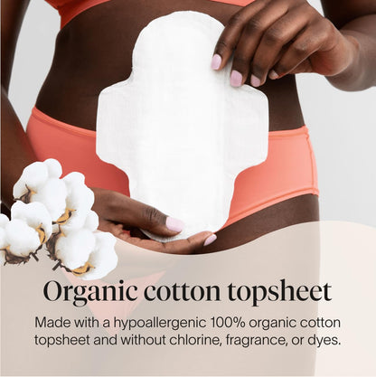 Cora Organic Pads - Ultra Thin Period Pads with Wings - Super Absorbency - Ultra-Absorbent Sanitary Pads