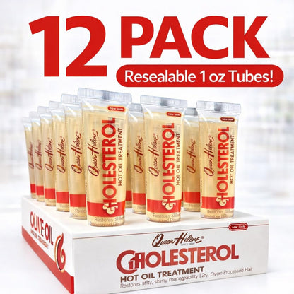 Queen Helene Cholesterol Hot Oil Treatment for Dry, Over-Processed Hair, Restores Soft, Shiny Manageability,1 FL OZ Tube - 12 Count