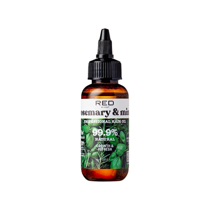 Red by Kiss Professional 99.9% Natural Hair Oil, Organic Vegan Oil Blend for Hair Growth & Refresh, Biotin Infused, Nourish & Add Shine & Smooth (Rosemary & Mint, 2.5 Fl Oz)