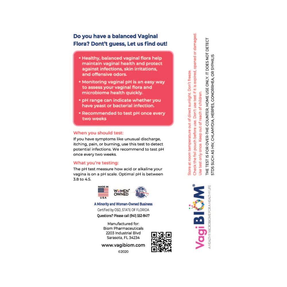 VagiBiom Vaginal pH Tester: Balanced and Healthy Vaginal microbiome ensures Optimum pH