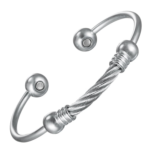 EnerMagiX Magnetic Bracelet for Women for Arthritis and Joint,Twisted Cable Stainless Steel Bangle