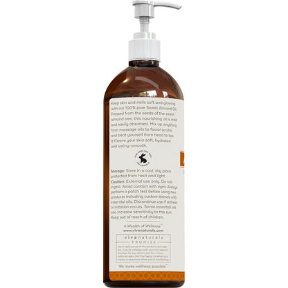 Almond Oil (16 oz); Sweet Almond Oil for Skin or Almond Oil for Hair, The Perfect Natural Body Oil for Women, Great as Unscented Massage Oil (Pack of 2)