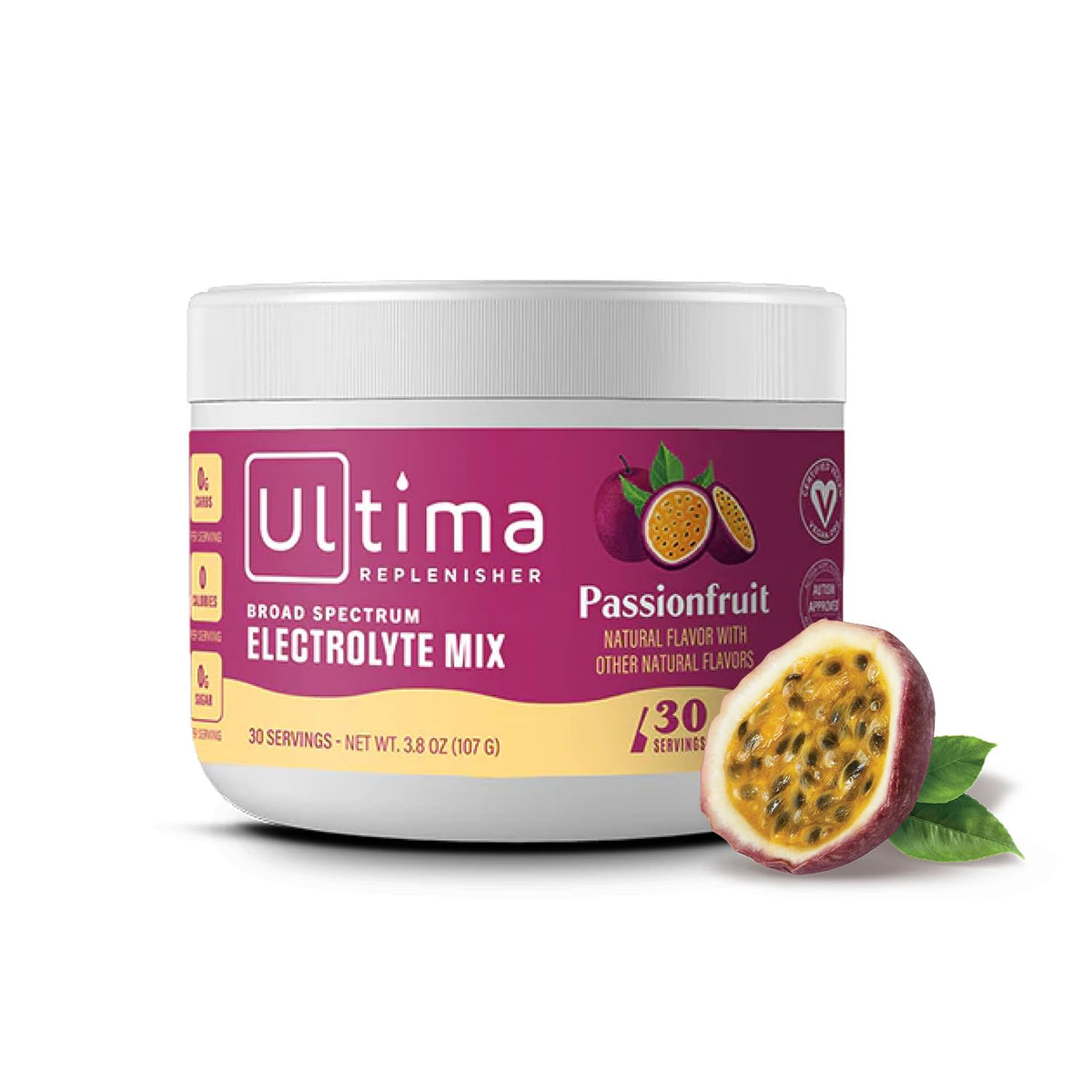 Ultima Replenisher Daily Electrolyte Drink Mix – Passionfruit, 30 Servings – Hydration 