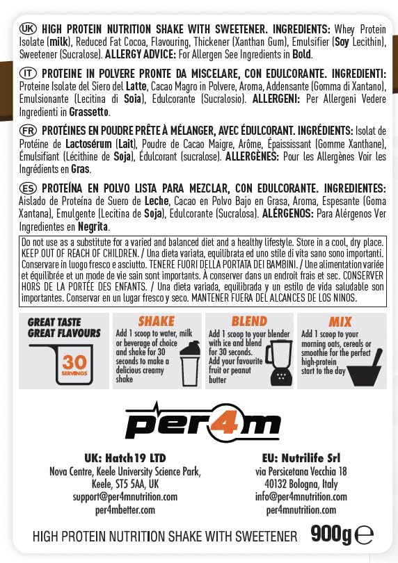 Per4m ISOLATE Zero - 30 Servings of High Protein Isolate Shake with Amino Acids