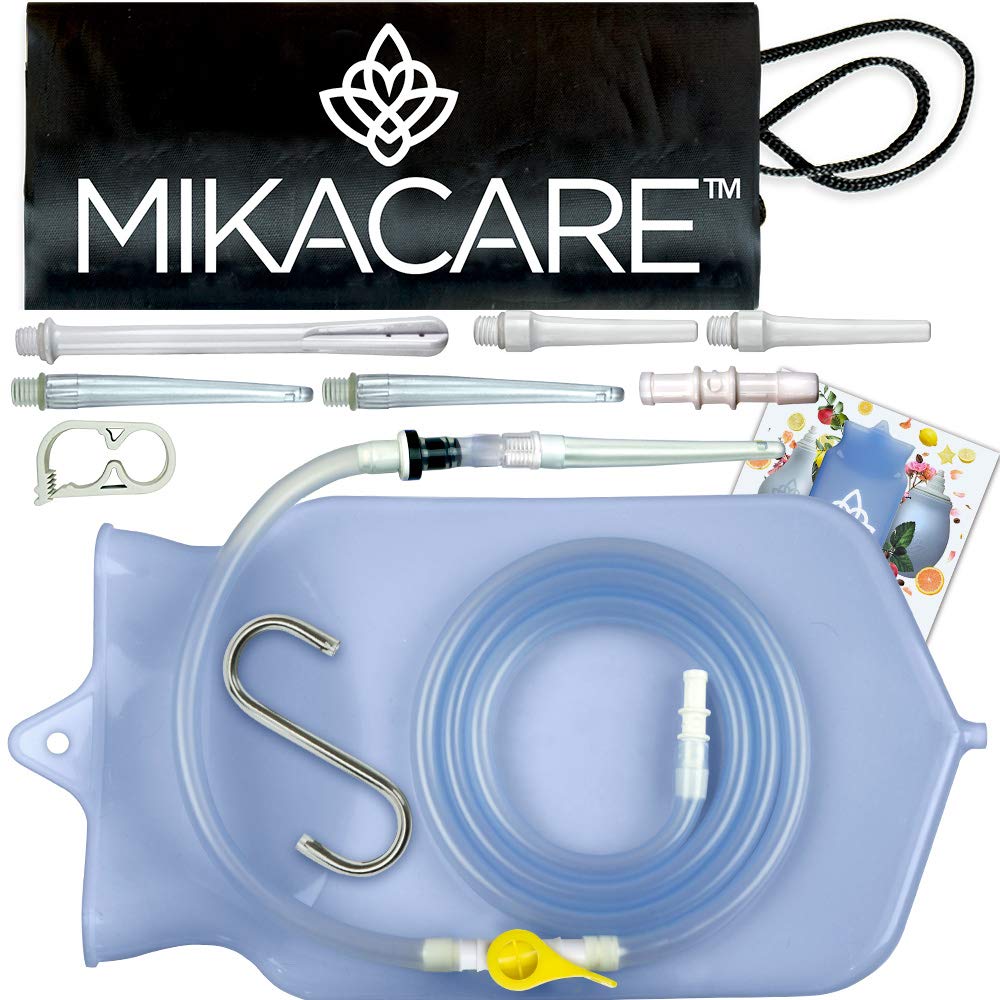 Mikacare Enema Bag Kit Clear Non-Toxic Silicone. for Coffee and Enema Kit for Colon Cleansing - Enema Detox