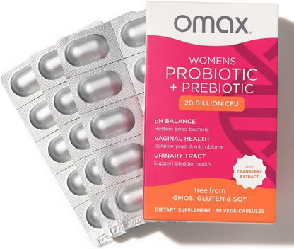 2 Pack Omax Prebiotics & Probiotics for Women, pH Balance, Vaginal Health, Urinary Tract, Yeast