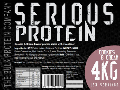 The Bulk Protein Company - SERIOUS PROTEIN - Protein Powder - 4kg - Low Carb