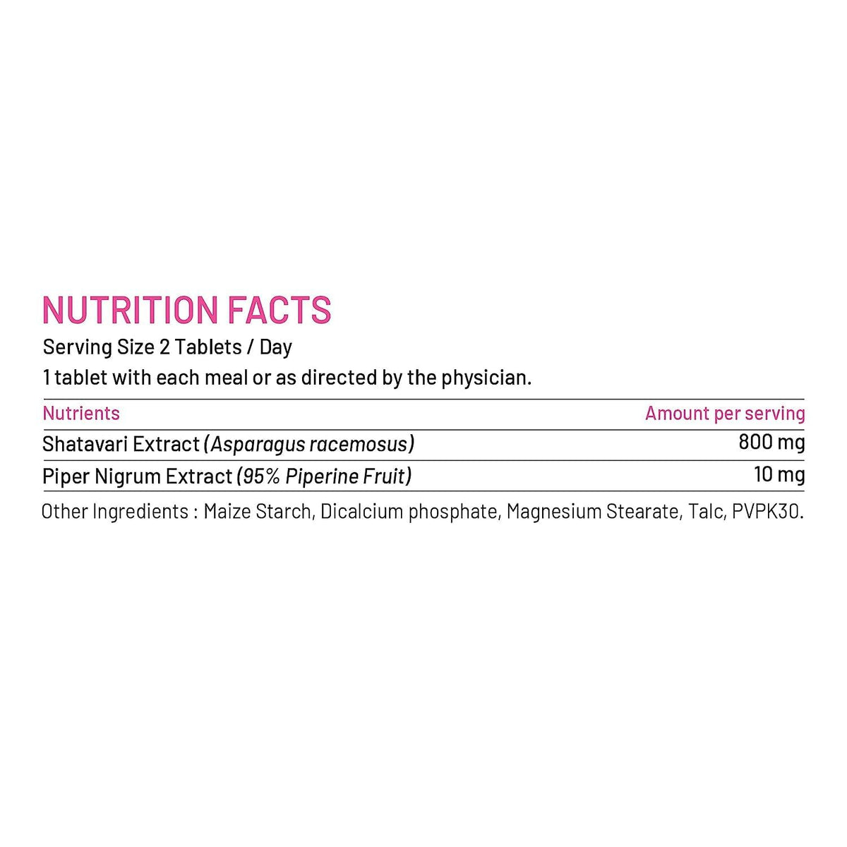 Sheltr Organic Shatavari Biopiperine - Women Health - Lactation Support Immunity Booster Menopause