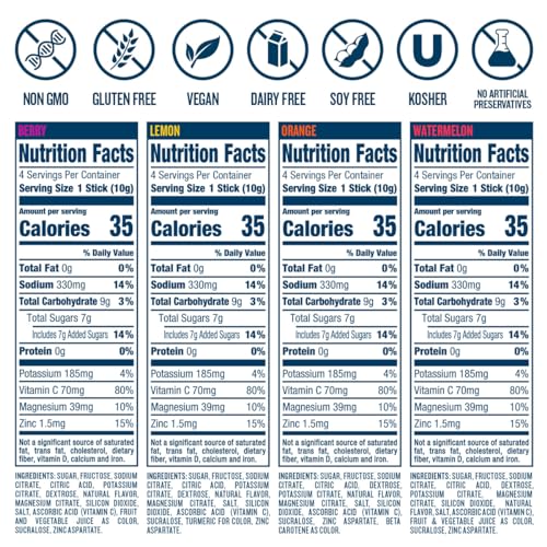 DripDrop Hydration - Electrolyte Powder Packets - Watermelon, Berry, Orange, Lemon