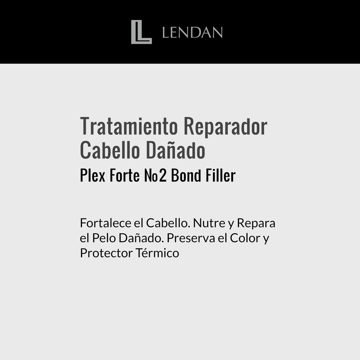 Lendan - Damaged Hair Repair Treatment - Plex Forte Nº2 Bond Filler - 200 ml - Strengthens Hair - Nourishes and Repairs Damaged Hair - Preserves Color Longer - Heat Protector