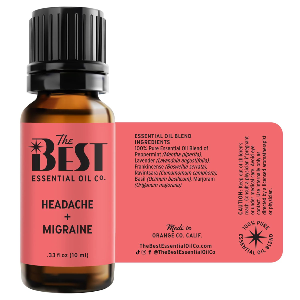 The Best Headache + Migraine Essential Oil Blend- Premium Grade- 100% Pure & Natural for Aromatherapy