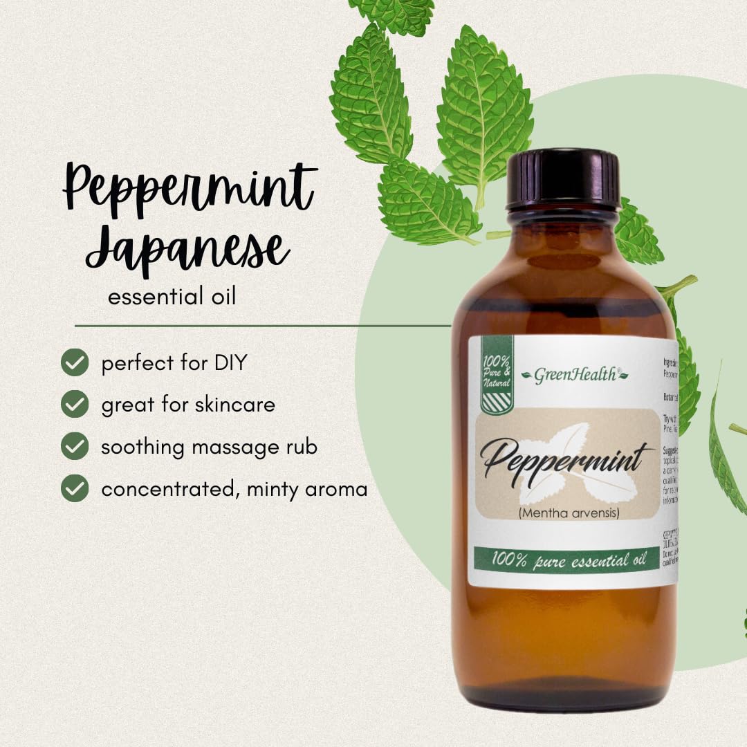 Peppermint Essential Oil - 4 fl oz - 100% Pure Essential Oil - GreenHealth