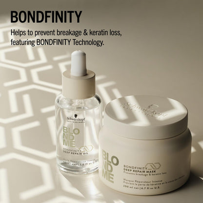 BlondMe Bondfinity Deep Repair Oil for Blonde Hair - Reduces Frizz - Heat Protection - For Blonde, Lightened, & Grey Hair, 1.6 Fl Oz (2 Pack)