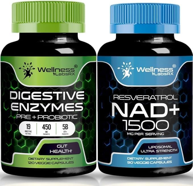 WELLNESS LABSRX NAD Supplement Capsules - Digestive Enzymes Capsules - Bundle