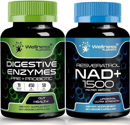 WELLNESS LABSRX NAD Supplement Capsules - Digestive Enzymes Capsules - Bundle